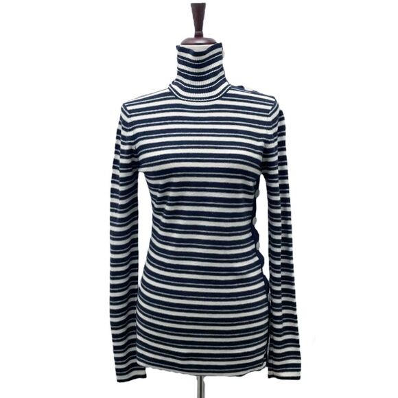 Tracy Reese Cashmere Blend Navy & Ivory Nautical Striped Sweater Size Medium - Picture 1 of 16